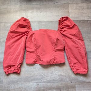 New AVAVAV Firenze Princess Top Ruffle Pastel Sleeve Orange Size S Silk Blend